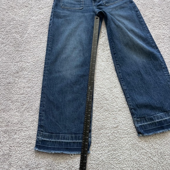 Madewell Emmett Wide-Leg Jeans Womens 28 Blue High Rise Raw Hem Cropped Denim - Picture 12 of 15